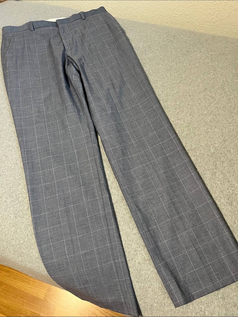 Mens Windowpane Dress Pants Trousers Classic Size 32 Slim